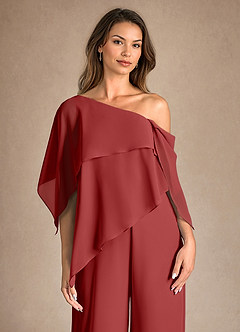 Azazie Halima Mother of the Bride Dresses Rust Jumpsuit/Pantsuit Side Slit Chiffon Dress image8
