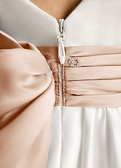 Azazie Sosie Flower Girl Dresses Ivory English Rose A-Line Pleated Matte Satin Dress image6