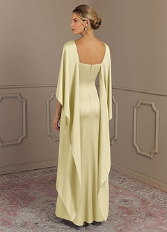 Azazie Eli Mother of the Bride Dresses Lemon Sorbet Sheath Boatneck Stretch Satin Dress image2