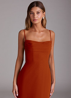 Azazie Saige Bridesmaid Dresses Paprika A-Line Off the Shoulder Chiffon Convertible Dress image2