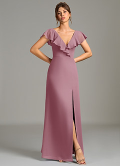 Azazie Kimmy Bridesmaid Dresses Vintage Mauve A-Line Ruched Chiffon Dress image3