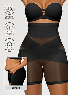front Wide X-Shaped Tummy Control Ultra-Thin Shapewear Shorts