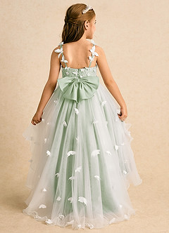 Azazie Darlina Flower Girl Dresses Ivory Dusty Sage Ball-Gown Lace Tulle Dress image7