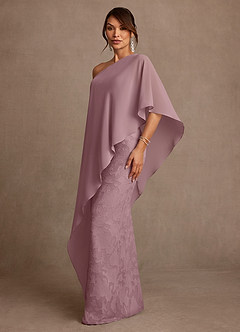 Azazie Wilma Mère de la mariée Robes Robe Fourreau en Blumen-Burnout Une épaule Rose Poussiéreuse image2