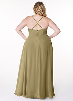 Azazie Naeem Bridesmaid Dresses Moss Green A-Line V-Neck Ruffle Chiffon Dress image8