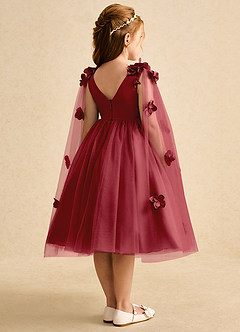 Azazie Staria Blumenmädchenkleider Ballkleid Gestreift Tüll Kleid Granatapfelrot image9