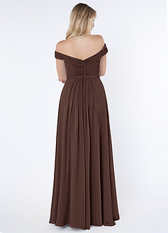 Azazie Audrianna Final Sale Burgundy A-Line Off-The-Shoulder Gathered Chiffon Convertible Dress image3