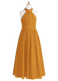 Azazie Iman Junior Butterscotch A-Line Pleated Chiffon Dress image6