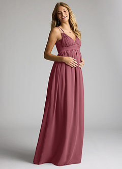 Azazie Emree Maternity Bridesmaid Dresses A-Line Chiffon Floor-Length Dress image2