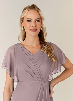 Azazie Waverly Mother of the Bride Dresses Dusk Sheath Pleated Mesh Dress image6