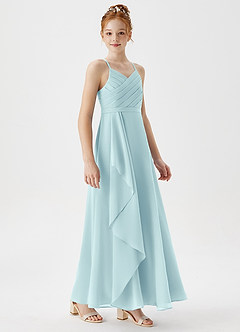Azazie Mariela Junior Abito A-Line in Chiffon Plissettato Sea Glass image4