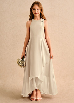 Azazie Boop Girls Formal Abiti da Ragazza di Fiori Abito A-Line in Chiffon Fiocco Champagne image1