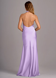 Azazie Lorena Bridesmaid Dresses Lilac Mermaid Pleated Stretch Satin Dress image2