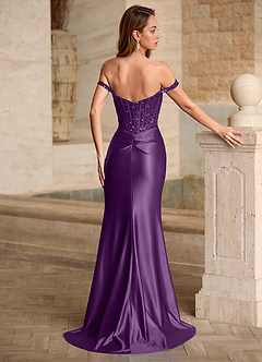 Valeria Lila Samt-Pailletten-Korsett-Satin-Abendkleid image2