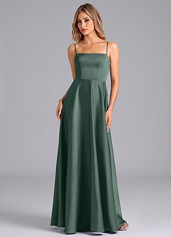 Azazie Elita Robes de demoiselle d'honneur Robe Trapèze en Satin extensible Plissée Mousse De Mer image6