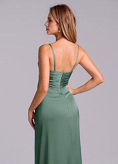 Azazie Sabrine Final Sale Eucalyptus A-Line Sweetheart Neckline Stretch Satin Dress image7