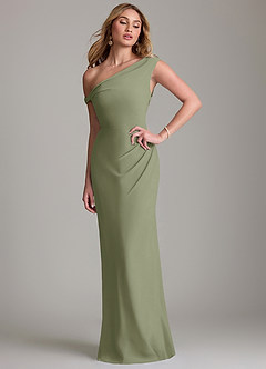 Azazie Emerson Brautjungfernkleider Etui Schulterfrei Chiffon Kleid Pistazie image1