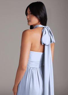 Azazie Lamara Robes de demoiselle d'honneur Combinaison Convertible en Mousseline de soie Épaule décolletée Eis image11