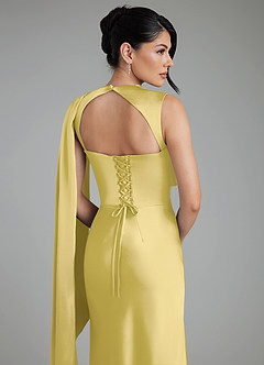 Azazie Taj Bridesmaid Dresses Canary Mermaid Corset Stretch Satin Dress image9