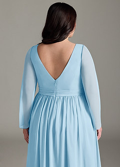 Azazie Teton Maternity Bridesmaid Dresses A-Line Long Sleeve Chiffon Floor-Length Dress image13