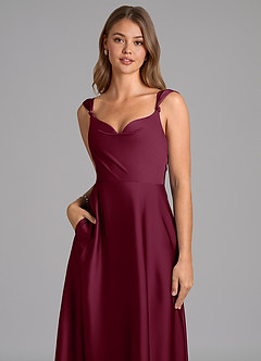 Azazie Beatrice Final Sale Emerald A-Line Sweetheart Neckline Stretch Satin Dress image7