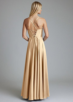 Azazie Alaia Suknie dla druhen Linia A Gorset Satyna elastyczna Do ziemi Sukienka image3