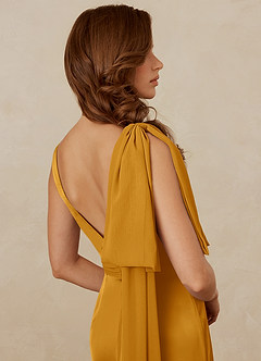 Christian Siriano Bridal for Azazie 1011 Bridesmaid Dresses Butterscotch Mermaid Bow Stretch Satin Dress image10