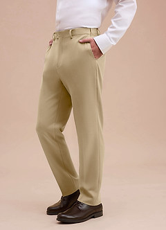 front Ethan Champagne Refined Weave Dress Pants