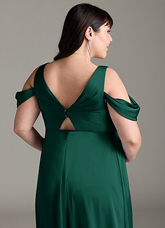 Azazie Rhea Maternity Bridesmaid Dresses A-Line Off-The-Shouler Pleated Stretch Satin Floor-Length Dress image13