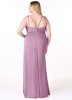 Azazie Aqua Bridesmaid Dresses Wisteria A-Line V-Neck Pleated Stretch Satin Dress image9