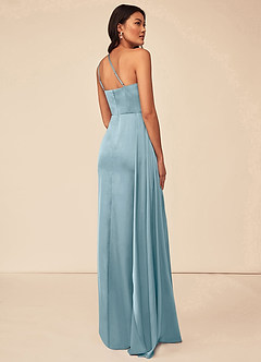 Azazie Maron Brautjungfernkleider A-Linie Eine Schulter Stretch-Satin Kleid Stimmungsvolles Blau image4
