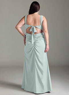 Azazie Jesaphine Bridesmaid Dresses Mist Sheath Bow Stretch Satin Dress image9