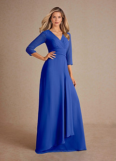 Azazie Mayfield Mother of the Bride Dresses Royal Blue A-Line Pleated Chiffon Dress image4