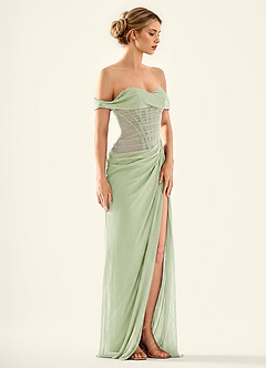 Seraphinalyn Light Green Satin Faced Chiffon Satin Faced Chiffon Prom Dress image4