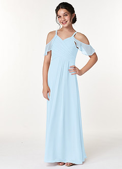 Azazie Dakota Junior Sky Blue A-Line Off the Shoulder Chiffon Dress image5