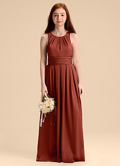 Azazie Bibiane Junior Klänning av A-Line i Stretch Satin Plisserad image6