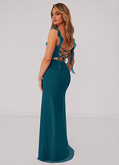 Barbie ♥ Azazie Bridesmaid Dresses Ink Blue Mermaid Corset Chiffon Dress image3