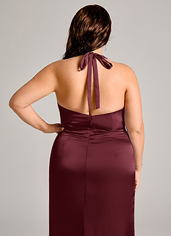 Azazie Valerie Bridesmaid Dresses Cabernet Mermaid Pleated Stretch Satin Dress image8