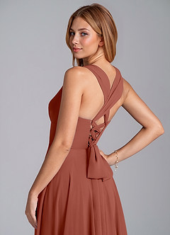 Azazie Darana Bridesmaid Dresses Auburn A-Line Corset Chiffon Dress image2