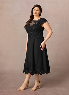 Azazie Terrano Mother of the Bride Dresses Black A-Line Scoop Lace Dress image7