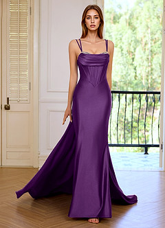 Montserrat Grape Rhinestones Stretch Satin Prom Dress image1