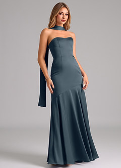 Azazie Shiloh Bridesmaid Dresses Twilight Mermaid Strapless Stretch Satin Convertible Dress image3