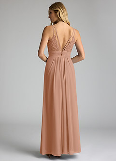 Azazie Maren Allure Abiti da Damigella Abito A-Line in Chiffon con Scollo a V in Pizzo Champagne Rosa image5