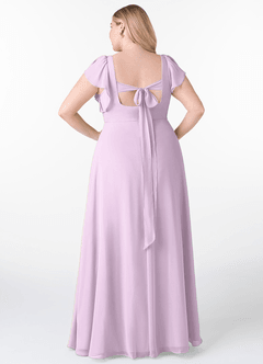 Azazie Syenna Bridesmaid Dresses Frosted Lilac A-Line Ruched Chiffon Dress image7