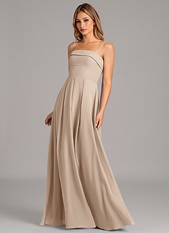 Azazie Lucienne Bridesmaid Dresses Taupe A-Line Strapless Chiffon Convertible Dress image6