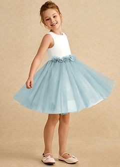 Azazie Louisa Flower Girl Dresses Ivory Mist A-Line Sleeveless Tulle Dress image3
