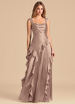 Azazie Sloane 신부 들러리 드레스 A라인 스윗하트 네크라인 메탈릭 새틴 바닥 길이 드레스 image5