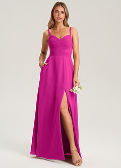 Azazie Terese Jurken voor bruidsmeisjes Jurk van Chiffon met A-Lijn Geplooid Fuchsia image6