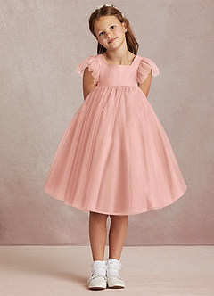 Azazie Kalio Flower Girl Dresses Rosette A-Line with Sleeves Tulle Dress image2