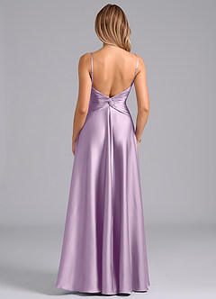 Azazie Elita Bridesmaid Dresses Frosted Lilac A-Line Pleated Stretch Satin Dress image5
